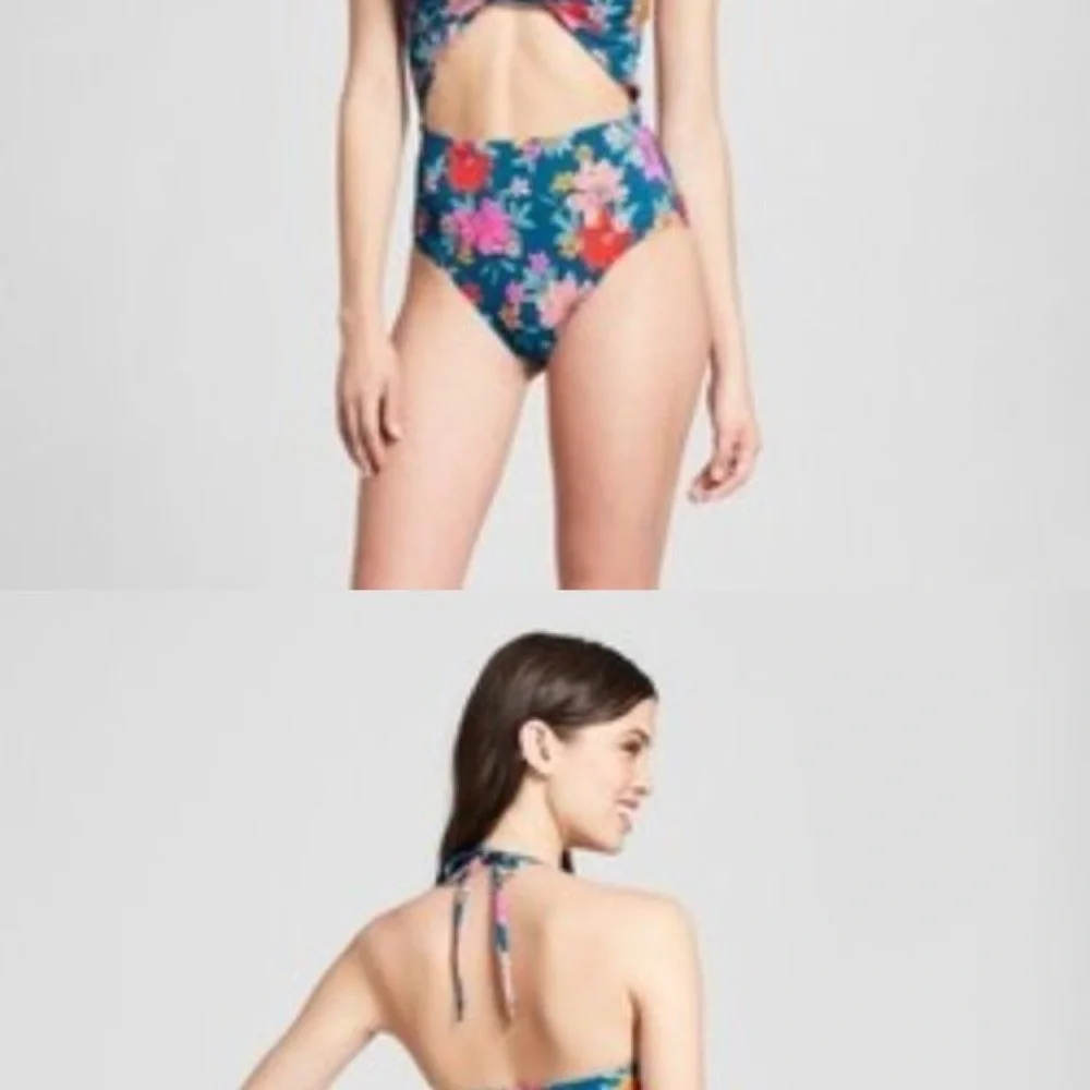 Shade Shore size‎ 38B one piece swimsuit.cut out middle tie, neck lace up back